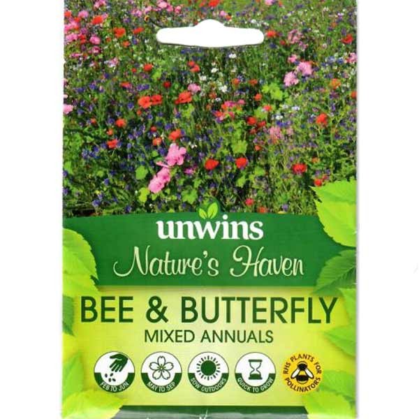Unwins Nature's Haven Bee & Butterfly Mixed Annuals Seeds 1 Unwins Nature's Haven Bee & Butterfly Mixed Annuals Seeds