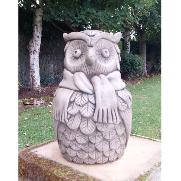 Owl With Scarf Stone Garden Ornament 29cm 1 Owl With Scarf Stone Garden Ornament 29cm