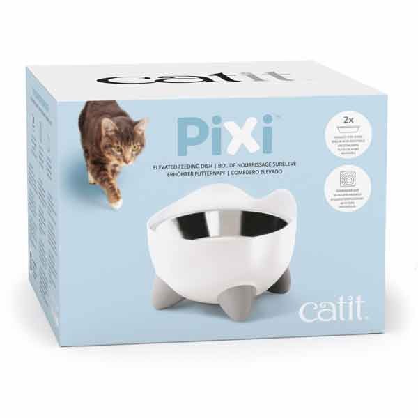Catit Pixi Elevated Feeding Dish White 2 Catit Pixi Elevated Feeding Dish White - Image 2