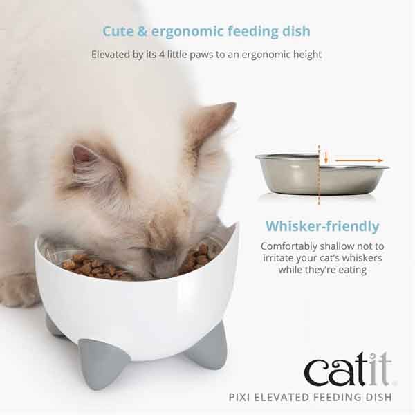 Catit Pixi Elevated Feeding Dish White 3 Catit Pixi Elevated Feeding Dish White - Image 3