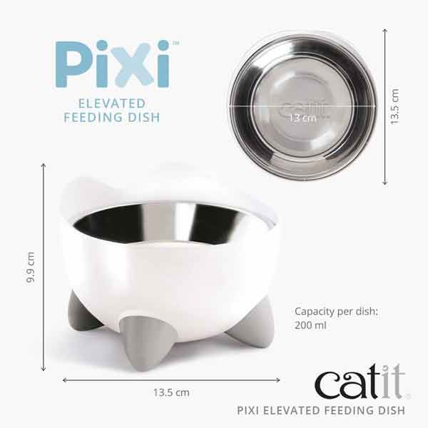Catit Pixi Elevated Feeding Dish White 4 Catit Pixi Elevated Feeding Dish White - Image 4
