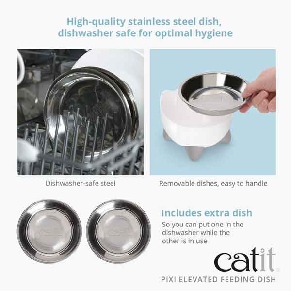 Catit Pixi Elevated Feeding Dish White 5 Catit Pixi Elevated Feeding Dish White - Image 5
