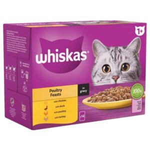 Whiskas Poultry Feasts in Gravy Adult 12 x 85g Wet Cat Food