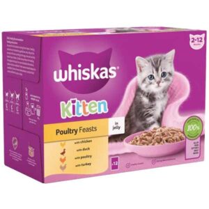 Whiskas Poultry Feasts in Jelly Kitten 12 x 85g Wet Cat Food