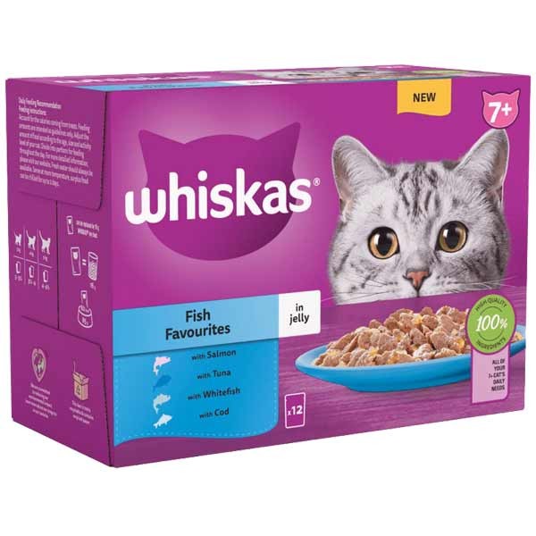 Whiskas Fish Favourites in Jelly Senior 12 x 85g Wet Cat Food 1 Whiskas Fish Favourites in Jelly Senior 12 x 85g Wet Cat Food