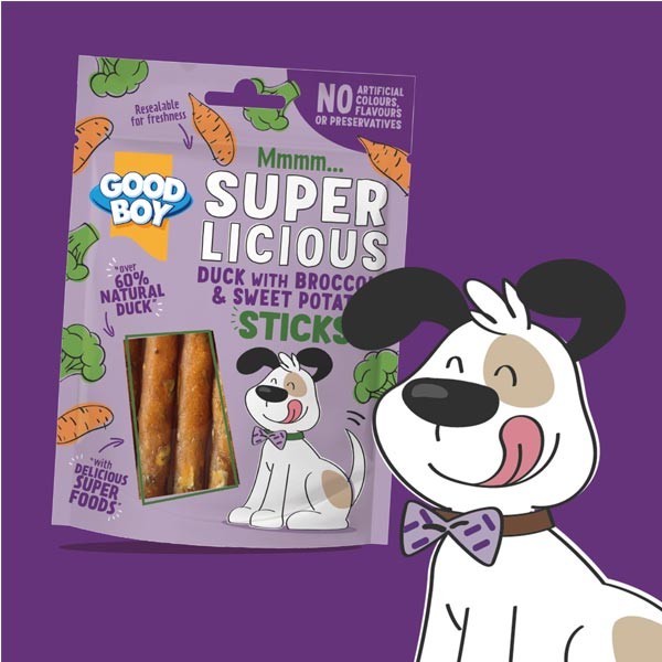 Good Boy Superlicious Duck with Broccoli & Sweet Potato Sticks 70g Dog Treat 5 Good Boy Superlicious Duck with Broccoli & Sweet Potato Sticks 70g Dog Treat - Image 5