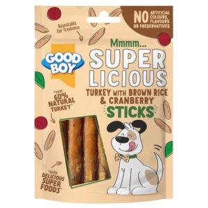 Good Boy Superlicious Turkey with Brown Rice & Cranberry Sticks 70g Dog Treat