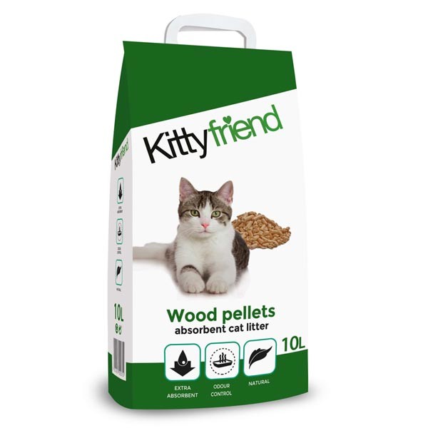 KittyFriend Wood Pellets Absorbant Cat Litter 10 Litre