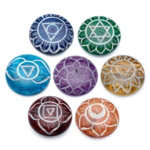 Carved Soapstone Chakra Pebble Ashcatcher Incense Stick Burner