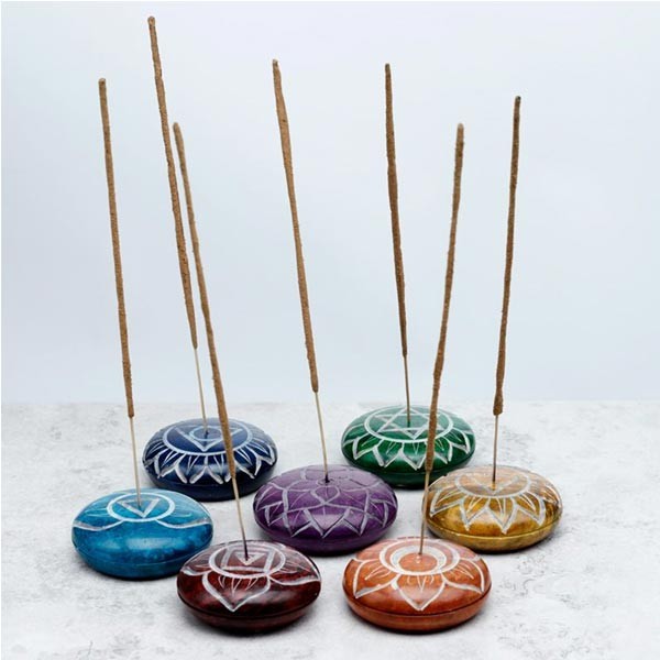 Carved Soapstone Chakra Pebble Ashcatcher Incense Stick Burner 2 Carved Soapstone Chakra Pebble Ashcatcher Incense Stick Burner - Image 2