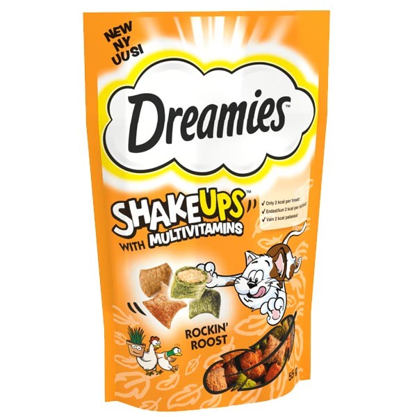 Dreamies Shake Ups with Multivitamins "Rockin Roost" Poultry Flavour 55g Cat Treat 1 Dreamies Shake Ups with Multivitamins "Rockin Roost" Poultry Flavour 55g Cat Treat