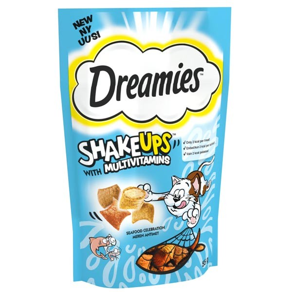 Dreamies Shake Ups with Multivitamins "Seafood Celebration" Flavour 55g Cat Treat 1 Dreamies Shake Ups with Multivitamins "Seafood Celebration" Flavour 55g Cat Treat