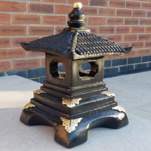 1 Tier Black Pagoda Oriental Stone Garden Ornament 45cm