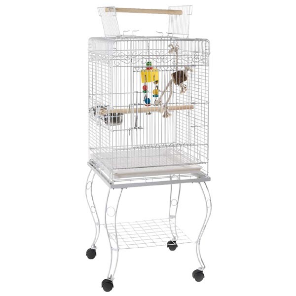 Liberta Cages Gama Top Opening Small Parrot Cage White with Stand 1 Liberta Cages Gama Top Opening Small Parrot Cage White with Stand