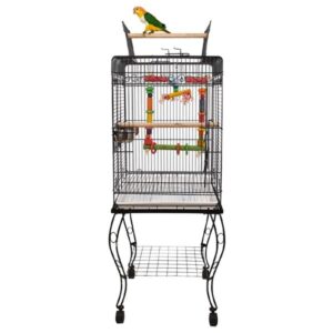 Liberta Cages Gama Top Opening Small Parrot Cage Black with Stand
