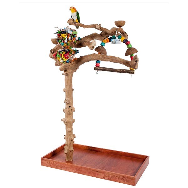 Java 2 Duo Tree Medium Natural Hardwood Parrot Playstand 1 Java 2 Duo Tree Medium Natural Hardwood Parrot Playstand