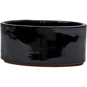Cambridge Trough Glazed Planter Black 35cm