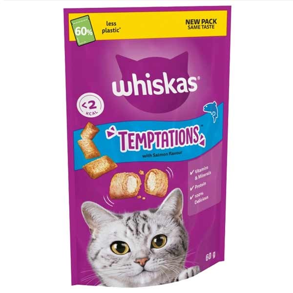 Whiskas Temptations Salmon Adult 60g Cat Treat 1 Whiskas Temptations Salmon Adult 60g Cat Treat