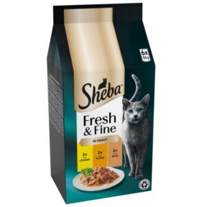 Sheba Fresh & Fine Chicken, Turkey & Duck in Gravy Adult 6x50g Wet Cat Food