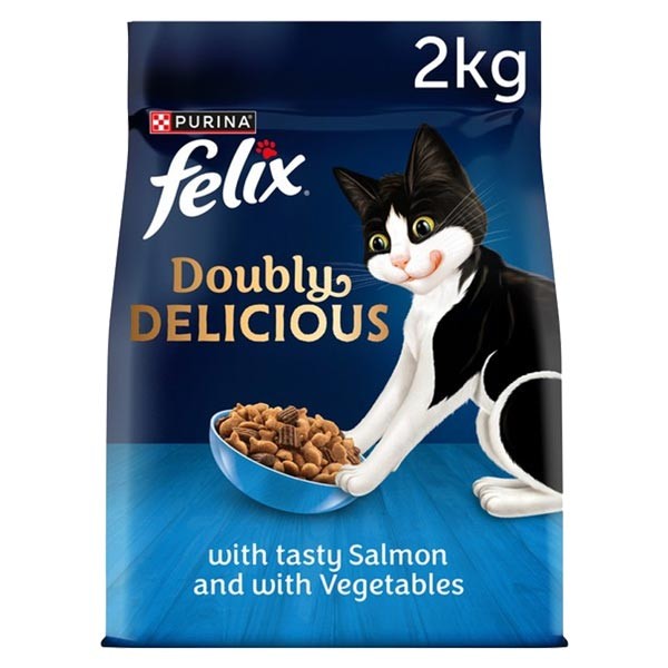 Felix Doubly Delicious Salmon & Vegetables Dry Cat Food 2kg 1 Felix Doubly Delicious Salmon & Vegetables Dry Cat Food 2kg