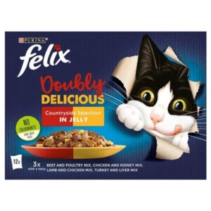 Felix Doubly Delicious Countryside Selection In Jelly Wet Cat Food 12 x 85g