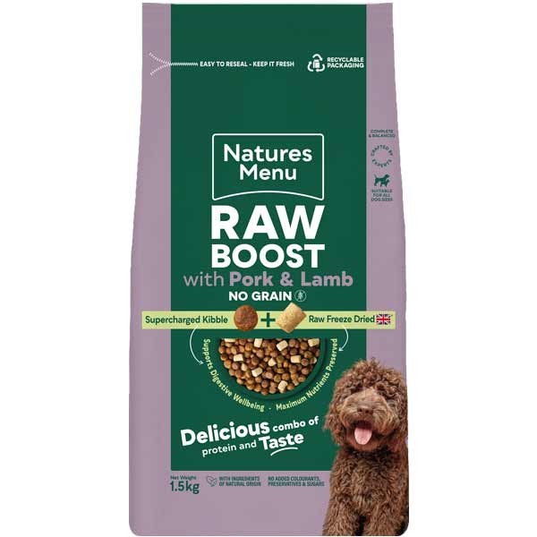 Natures Menu Raw Boost No Grain Pork & Lamb 1.5kg 1 Natures Menu Raw Boost No Grain Pork & Lamb 1.5kg