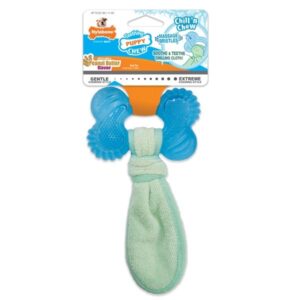 Nylabone Puppy Freezer Bone with Washcloth Peanut Butter Medium