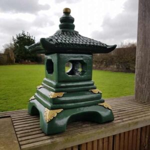 1 Tier Green Pagoda Oriental Stone Garden Ornament 45cm