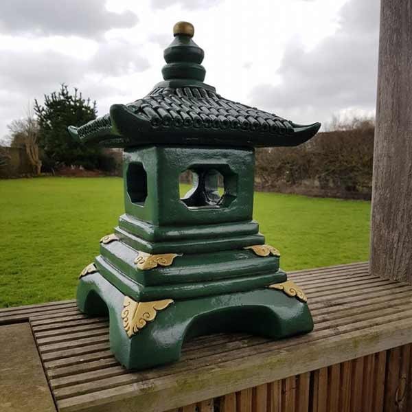 1 Tier Green Pagoda Oriental Stone Garden Ornament 45cm 1 1 Tier Green Pagoda Oriental Stone Garden Ornament 45cm