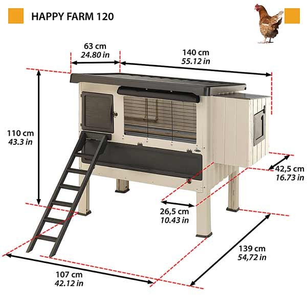 Ferplast Happy Farm 120 Beige Hen House 2 Ferplast Happy Farm 120 Beige Hen House - Image 2