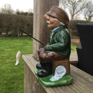 Fisherman Painted Stone Garden Ornament 45cm