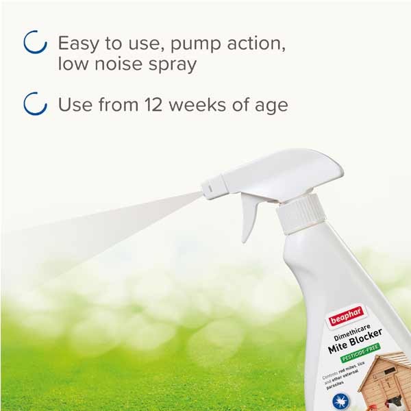 Beaphar DIMETHIcare Mite Blocker for Chickens & Aviary Birds & their Housing, 500ml 5 Beaphar DIMETHIcare Mite Blocker for Chickens & Aviary Birds & their Housing, 500ml - Image 5