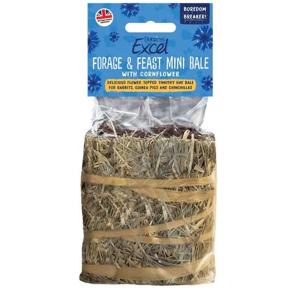 Burgess Excel Forage & Feast Hay Bale Cornflower 100g 1 Burgess Excel Forage & Feast Hay Bale Cornflower 100g