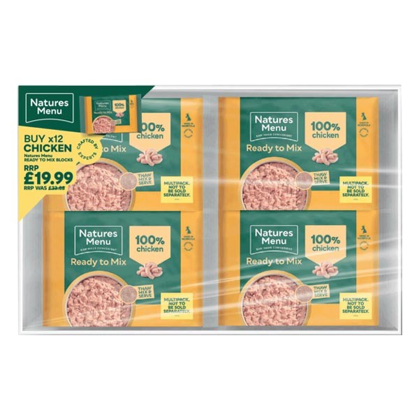 Natures Menu Ready to Mix Minced Chicken Block For Adult Dogs 12x400g