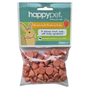 Happy Pet Raspberry & Strawberry Drops 75g Small Animal Treat