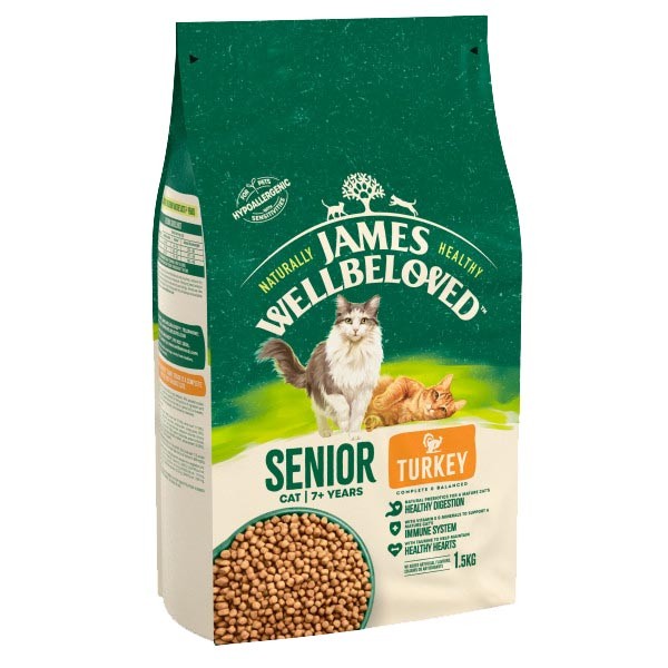 James Wellbeloved Turkey & Rice Senior 1.5kg Dry Cat Food 1 James Wellbeloved Turkey & Rice Senior 1.5kg Dry Cat Food