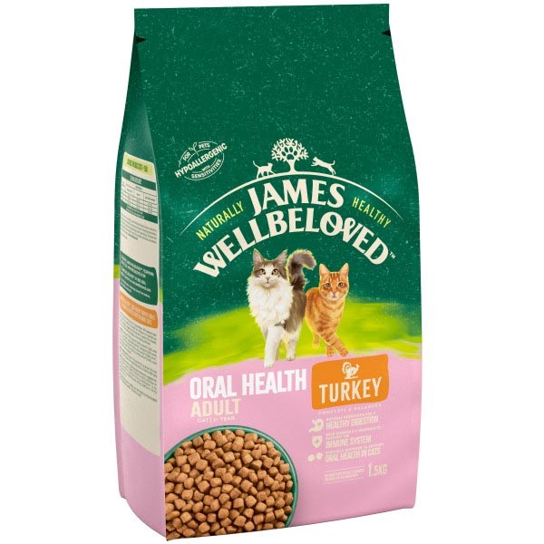James Wellbeloved Oral Care Turkey & Rice Adult 1.5kg Dry Cat Food 1 James Wellbeloved Oral Care Turkey & Rice Adult 1.5kg Dry Cat Food