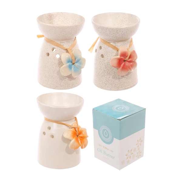 Eden Speckled Cream Ceramic Oil & Wax Melt Burner with Flower 1 Eden Speckled Cream Ceramic Oil & Wax Melt Burner with Flower