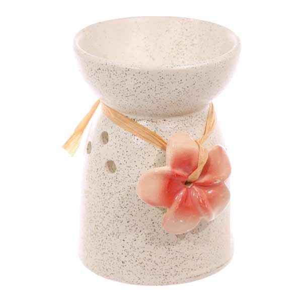 Eden Speckled Cream Ceramic Oil & Wax Melt Burner with Flower 2 Eden Speckled Cream Ceramic Oil & Wax Melt Burner with Flower - Image 2