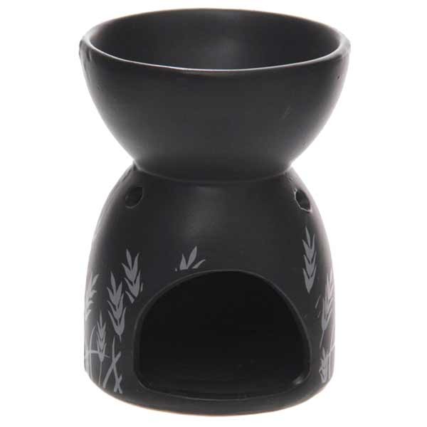 Eden Grass Design Black Ceramic Oil & Wax Melt Burner 3 Eden Grass Design Black Ceramic Oil & Wax Melt Burner - Image 3