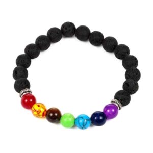 Chakra Lava Rock Bead & Gemstone Bracelet