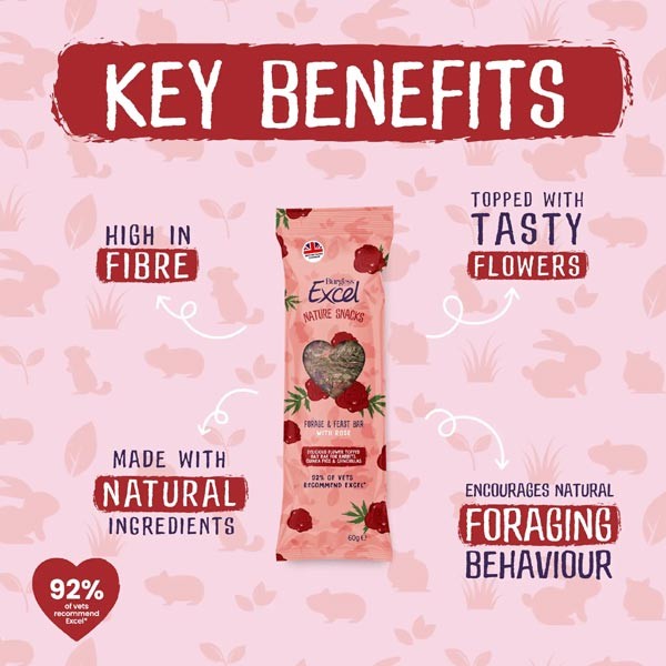 Burgess Excel Forage & Feast Hay Bar with Rose 60g 2 Burgess Excel Forage & Feast Hay Bar with Rose 60g - Image 2