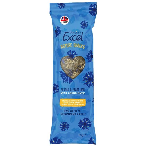 Burgess Excel Forage & Feast Hay Bar with Cornflower 60g 1 Burgess Excel Forage & Feast Hay Bar with Cornflower 60g