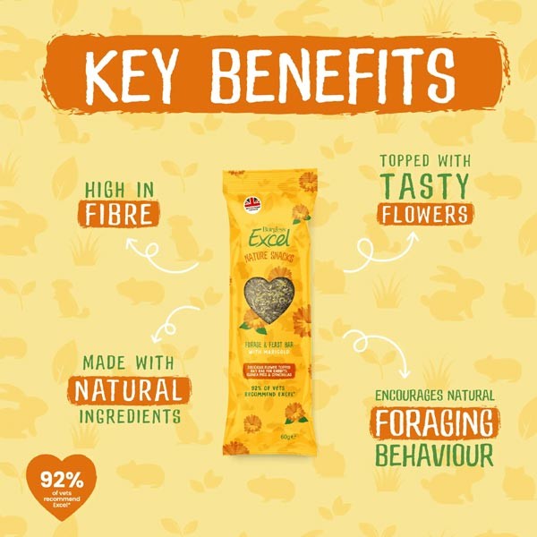 Burgess Excel Forage & Feast Hay Bar with Marigold 60g 2 Burgess Excel Forage & Feast Hay Bar with Marigold 60g - Image 2