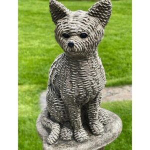 Knitted Cat Stone Garden Ornament 25cm
