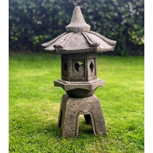 Moon Lantern Oriental Stone Garden Ornament 46cm 1 Moon Lantern Oriental Stone Garden Ornament 46cm