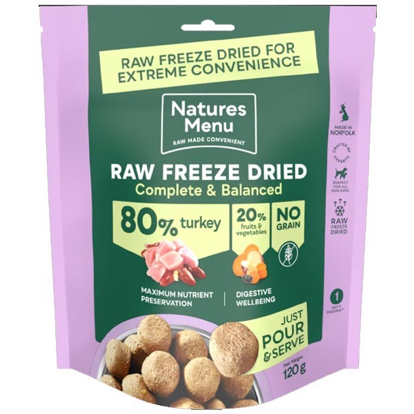 Natures Menu Complete Freeze Dried Turkey Dog Food 120g 1 Natures Menu Complete Freeze Dried Turkey Dog Food 120g