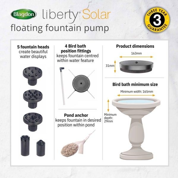 Blagdon Liberty Solar 180 Floating Fountain Pump 3 Blagdon Liberty Solar 180 Floating Fountain Pump - Image 3