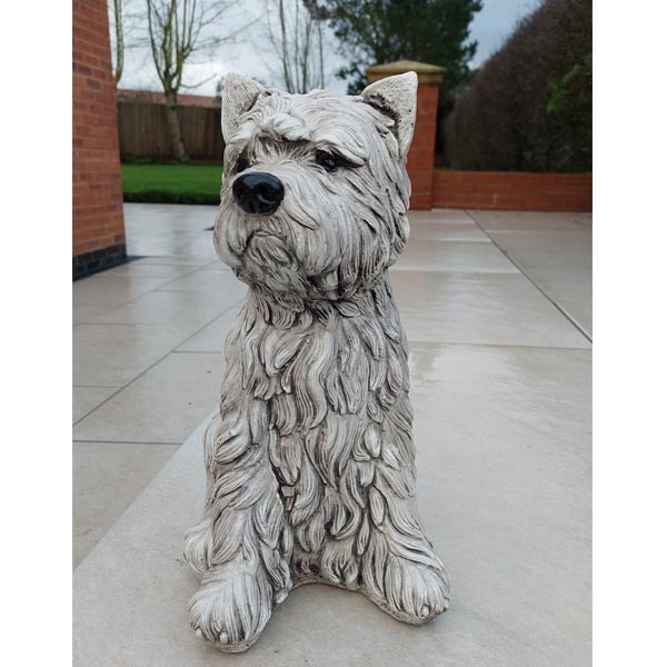 Sitting Scottie Dog Stone Garden Ornament 37cm 1 Sitting Scottie Dog Stone Garden Ornament 37cm