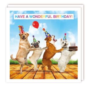 The Light Hearted Collection "Dog Conga" Happy Birthday Card